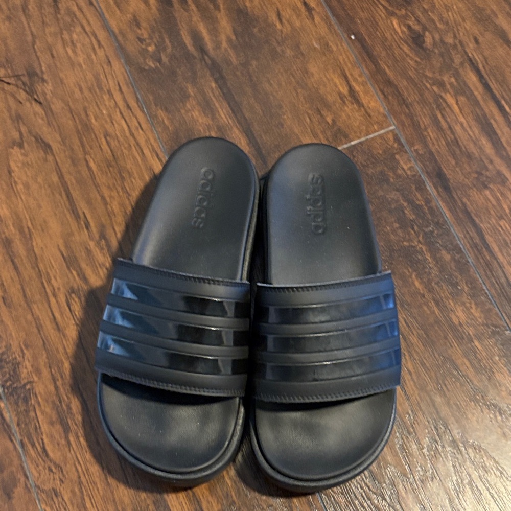 Adidas Adilette Black Striped Slides size 8